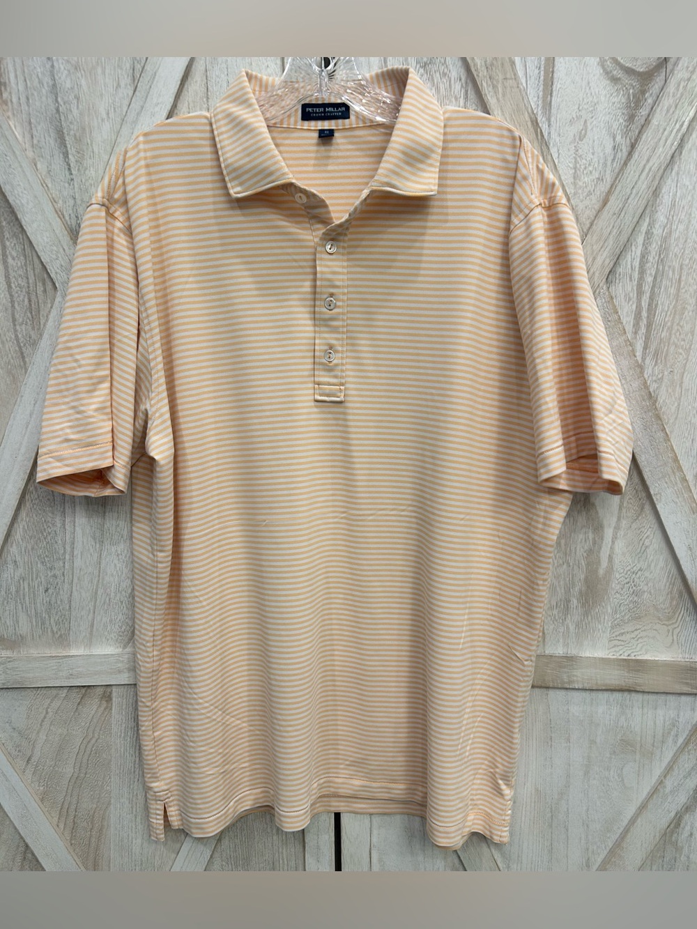 Peter Millar Crown Crafted XL Orange Sorbet and White Striped Golf Performance
